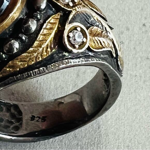 Vintage Sterling Amethyst Glass Turkish Cocktail Ring 8.5 - Picture 9 of 13